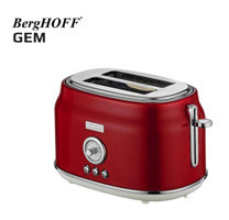 Berghoff Gem 2 Dilim Kırıntı Tepsili 815 W Kırmızı Retro Mini Ekmek Kızartma Makinesi