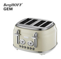Berghoff Gem 4 Dilim Kırıntı Tepsili 1800 W Krem Retro Ekmek Kızartma Makinesi