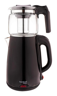 Bambum Tea Tech Cam Demlikli 1800 W Işıklı Plastik Gövdeli Siyah Çay Makinesi