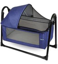Loove Bebe Smoll Kumaş - Metal 25 kg Dikdörtgen Yataklı Sallanan Portatif Beşik Lacivert