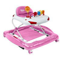 Baby Hope 219 Tobby 4 Tekerlekli Oyuncaklı Müzikli Örümcek Yürüteç Pembe