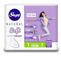 Sleepy Natural Soft Organik İnce 8'li Hijyenik Ped 1 Adet