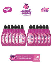 Miss Bubble Gum Kokulu Sıvı El Bulaşık Deterjanı 12x500 ml