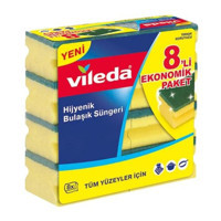 Vileda Ekonomik Paket Oluklu Bulaşık Süngeri 8x12'li