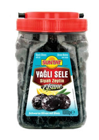 Suntat Gemlik Yağlı Tuzlu Sele Gemlik Siyah Zeytin Pet Kavanoz 1 kg