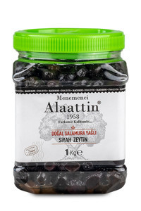 Menemenci Alaattin Yağlı Tuzlu Salamura Siyah Zeytin Pet Kavanoz 1 kg