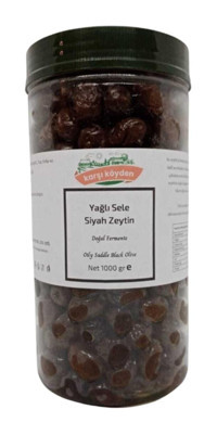 Karşı Köyden Yağlı Sele Tuzlu Sele Siyah Zeytin Pet Kavanoz 1 kg