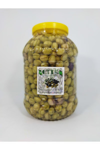 Etik Yerli Ürünler Tatlanmış Dilme Tuzlu Salamura Yeşil Zeytin Pet Kavanoz 5 kg