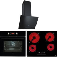 Teka HAK627BK-TZ6415-TVT60.1 Dijital Elektrikli Cam Set Üstü Davlumbaz 3'lü Ankastre Set Siyah