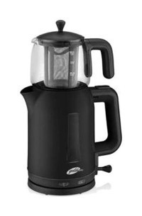 Goldmaster GM-7321 Papatya Cam Demlikli 2200 W Işıklı Çelik Siyah Vintage Çay Makinesi