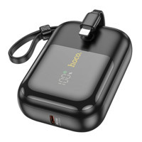 Hoco Q20 Fountain 10000 mAh Hızlı Şarjlı Dijital Göstergeli USB Kablolu Powerbank Siyah