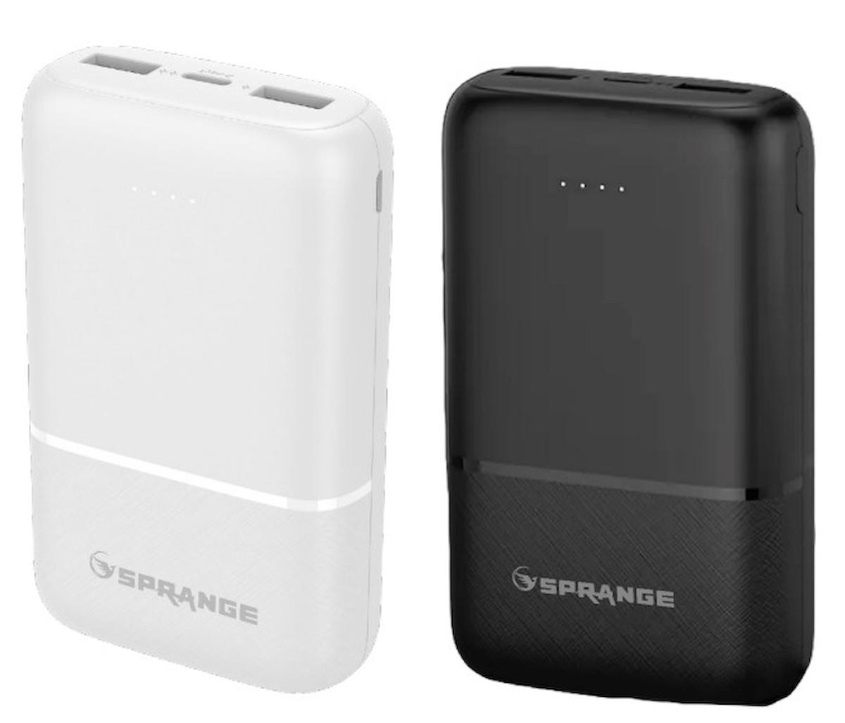 Sprange SR-P12 10000 mAh Hızlı Şarjlı Işıklı USB Çoklu Bağlantılı Kablolu Powerbank Siyah