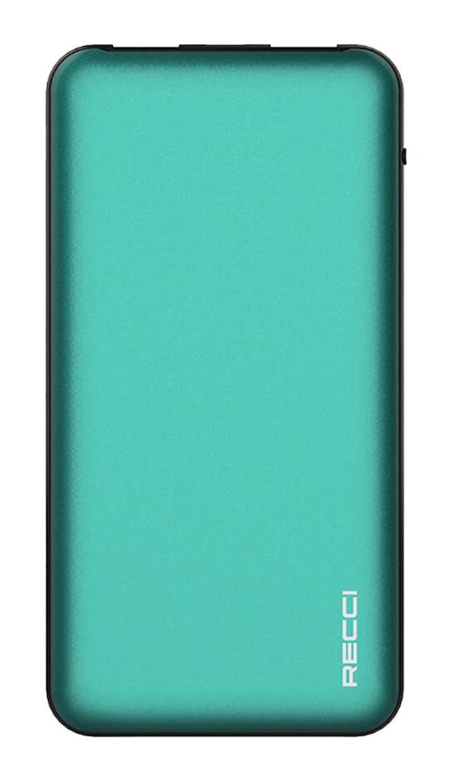 Recci Greeny RPB-P05 10000 mAh Hızlı Şarjlı Işıklı Type C - USB Kablosuz Powerbank Yeşil