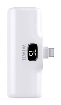 Wiwu Wi-P017 5000 mAh Işıklı Dijital Göstergeli Lightning Kablolu Powerbank Beyaz