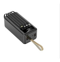 Sprange Sr-P9 80000 mAh Hızlı Şarjlı Işıklı Dijital Göstergeli USB Çoklu Bağlantılı Kablolu Powerbank Siyah