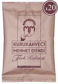 Kurukahveci Mehmet Efendi Sade Orta Kavrulmuş Türk Kahvesi 20x100 gr