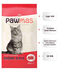 Pawmas Sığır Etli Az Tahıllı Yetişkin Kedi Maması 10 kg