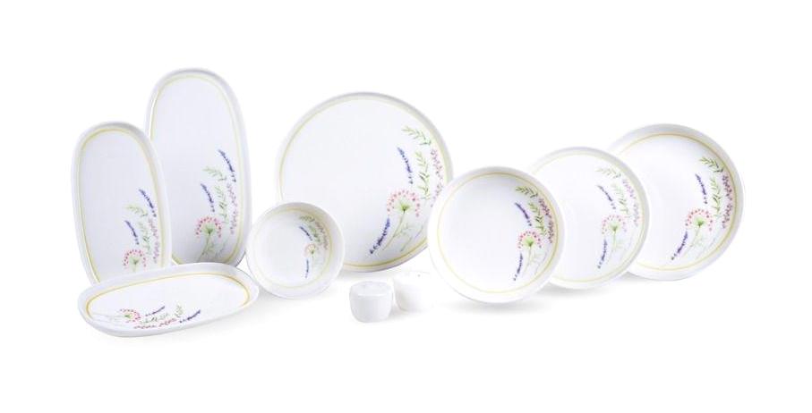 Leggno Botanical 55 Parça 12 Kişilik Desenli Porselen Yuvarlak Yemek Takımı