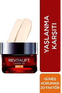 L'oréal Paris Revitalift Lazer X3 Leke ve Kırışıklık Karşıtı Bakım Nemlendirici Güneş Koruyuculu 20 Faktör Tüm Ciltler Anti-Aging Kırışıklık Giderici Yüz Krem 50 ml