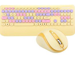 Everest KM-6281 Ergonomik Sarı Kablosuz Klavye Mouse Seti