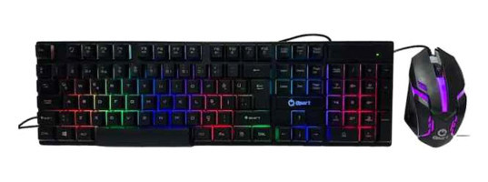 Qpart GM-14 Işıklı Siyah Kablolu Klavye Mouse Seti