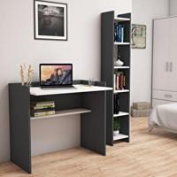 Bimossa T1030 Neslişah Kitaplık Ve Çalışma Masası Antrasit/beyaz