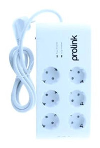 Prolink PR-SP06T 6'lı Soket 1.5 Metre Kablolu Çiftli 3600 J Akım Korumalı Priz