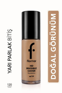Flormar Invisible Cover Hd 120 Honey Su Bazlı Güneş Koruyuculu Likit Serum Fondöten 30 ml