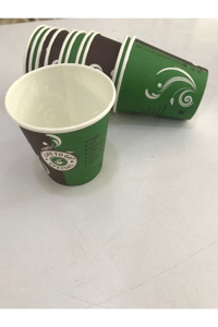 Cup Baskılı Karton Bardak 50'li Siyah-Yeşil