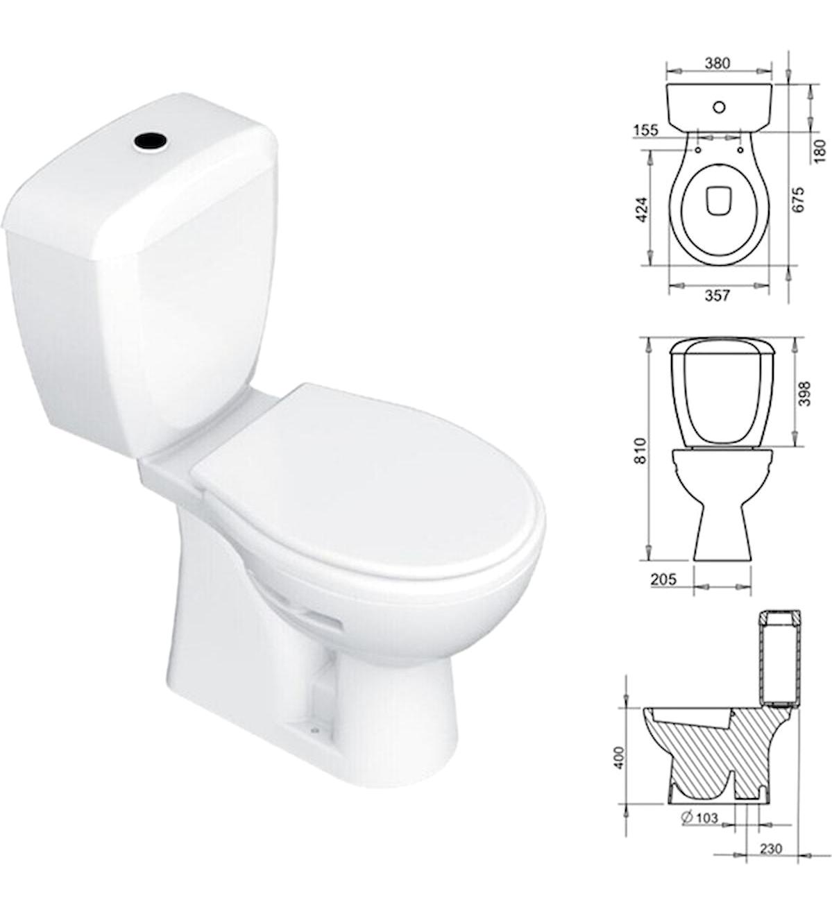 Turavit Polo Seramik Alttan Çıkışlı Ayaklı Klozet Beyaz