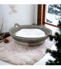 Decohandy Yıkanabilir 40 cm Sepet Kedi Yatağı Açık Gri