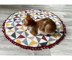 Luvaluva Yıkanabilir 70 cm Simit Kedi Yatağı Turuncu
