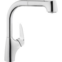 Artema A42151 Spiralli Kuğu Çift Girişli Aç Kapa Eviye Bataryası Gümüş