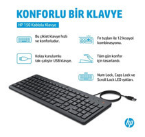 Hp 150 664R5AA İngilizce Q Kablolu Siyah Standart Klavye