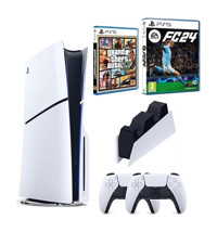 Sony Playstation 5 Slim Standart Edition 825 GB 2 Dualsense Kollu Oyun Konsolu + Dualsense Şarj İstasyonu + FC 24 Oyun + GTA 5 Oyun