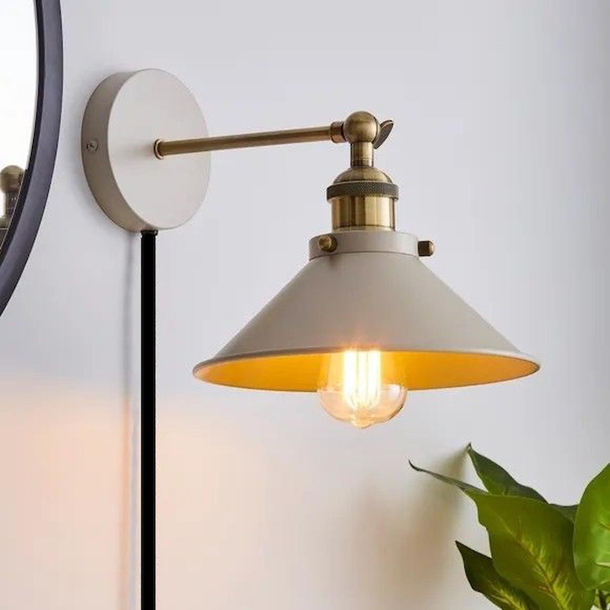 Rsylight Retro Duvar Tekli Metal Aplik Beyaz