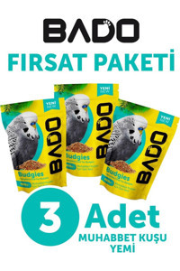 Bado Kabuksuz Tahıllı Vitaminli Muhabbet Kuşu Yemi 3x400 gr