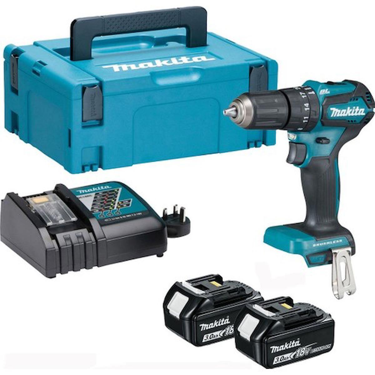 Makita Dhp483Rfj 18 V 3 Ah Darbeli Çift Akülü Vidalama Makinesi