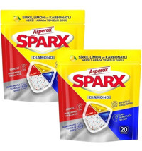 Asperox Sparx Diamond Limon Sirke Kokulu Tablet Bulaşık Makinesi Deterjanı 2x20 Adet