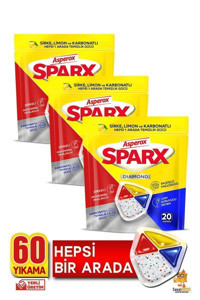 Asperox Sparx Diamond Limon Sirke Kokulu Tablet Bulaşık Makinesi Deterjanı 3x20 Adet