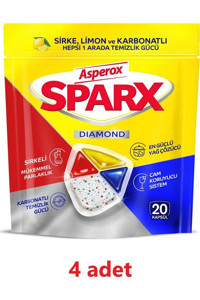 Asperox Sparx Diamond Limon Sirke Kokulu Tablet Bulaşık Makinesi Deterjanı 4x20 Adet