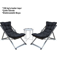 Hastunç Metal Katlanır Şezlong Siyah