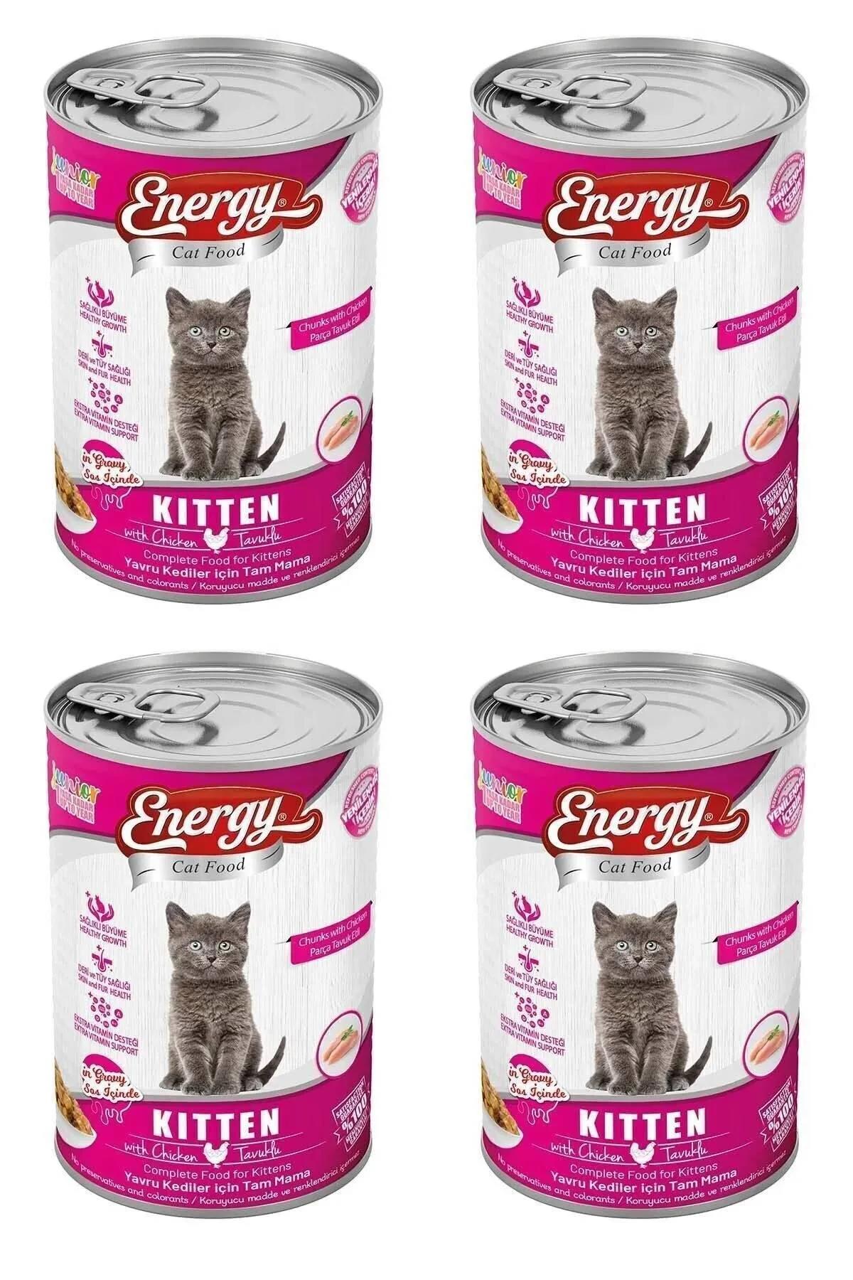 Energy Yavru Tavuk Parça Etli-Soslu Yaş Kedi Maması 4x400 gr