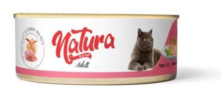 Natura Yetişkin Karides-Tavuk Ezme Yaş Kedi Maması 70 gr