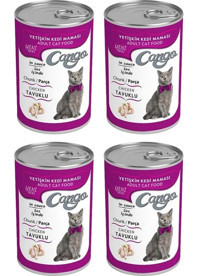 Cango Yetişkin Tavuk Parça Etli-Soslu Yaş Kedi Maması 4x415 gr