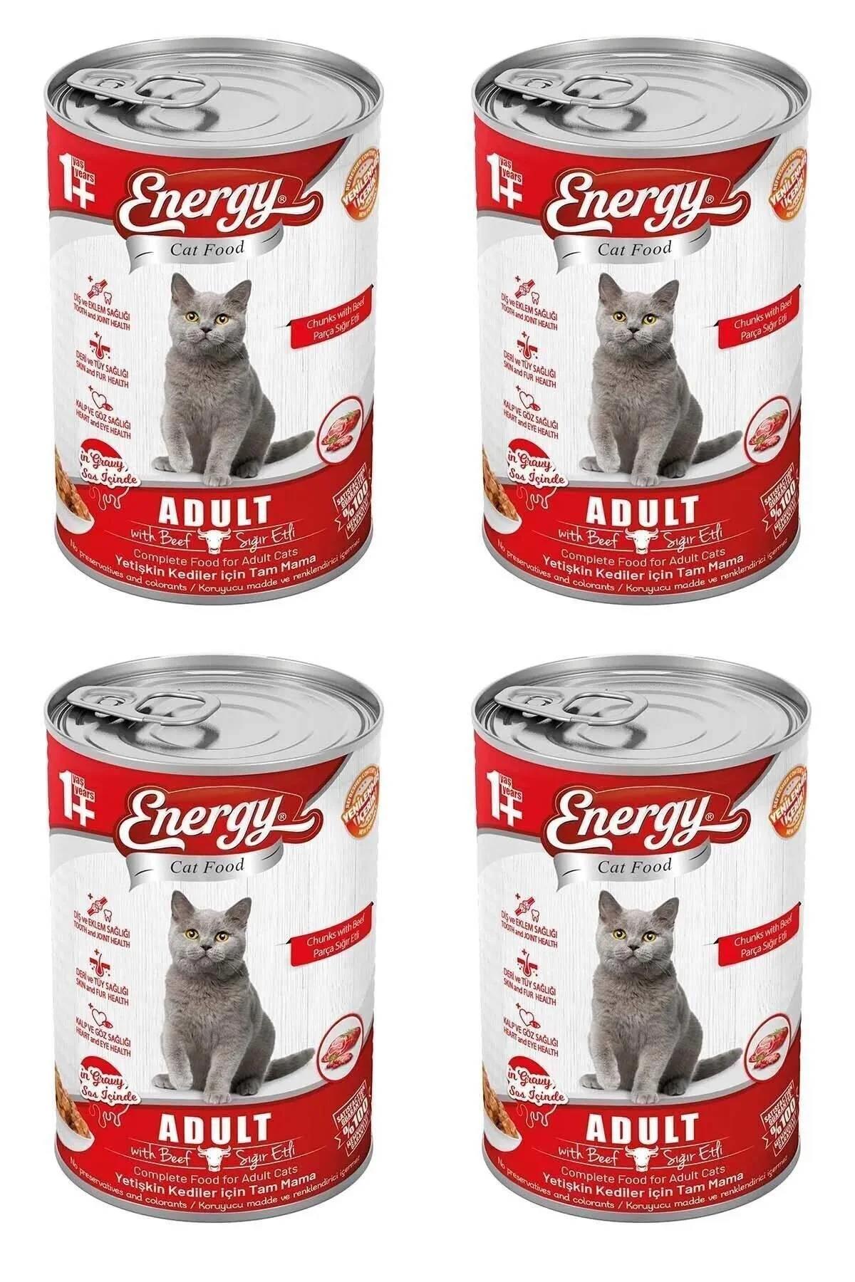 Energy Yetişkin Sığır Eti Parça Etli-Soslu Yaş Kedi Maması 4x400 gr