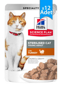 Hill's Sterilised Yetişkin Kısırlaştırılmış Hindi Eti Soslu Yaş Kedi Maması 12x85 gr