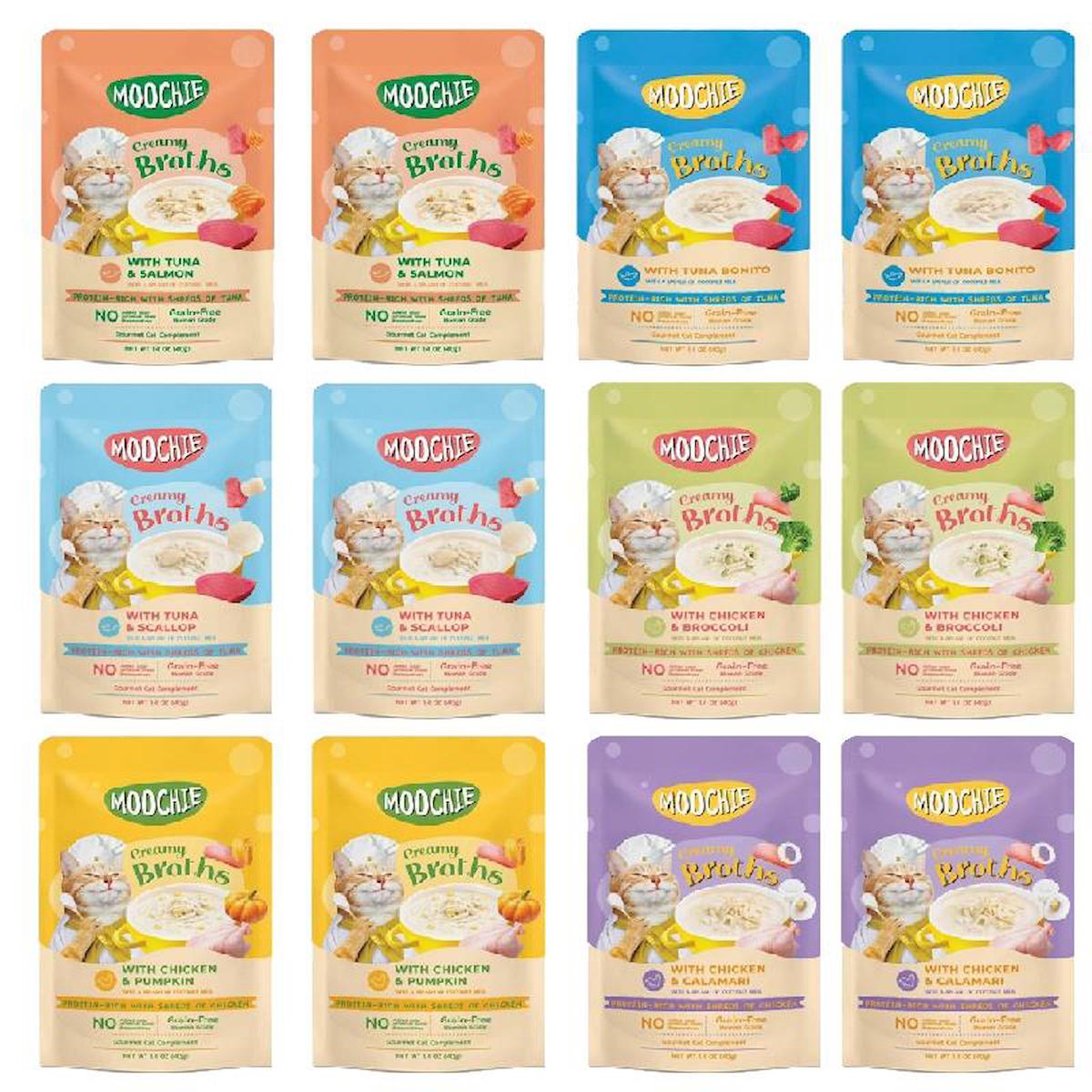 Moochie Cremy Broth Yetişkin Karışık Çorba Yaş Kedi Maması 12x40 gr