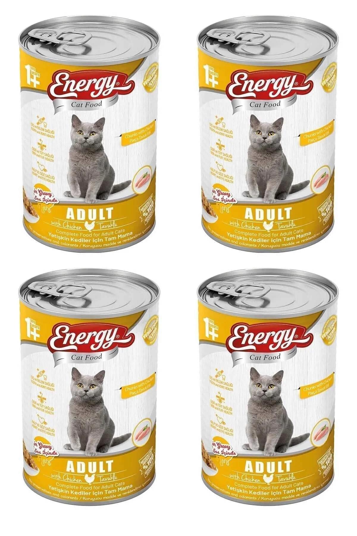 Energy Yetişkin Tavuk Parça Etli-Soslu Yaş Kedi Maması 4x400 gr