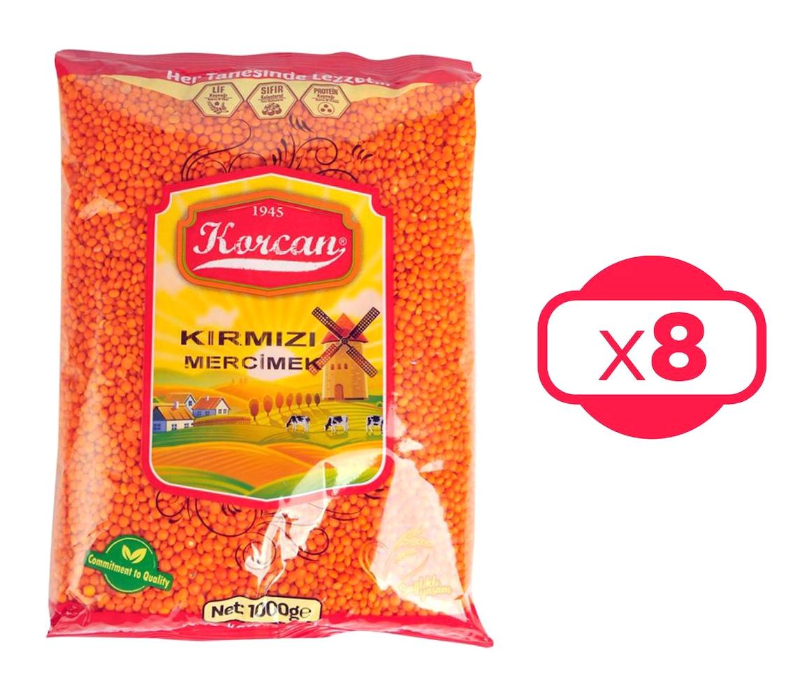 Korcan Kırmızı Mercimek 8x1 kg